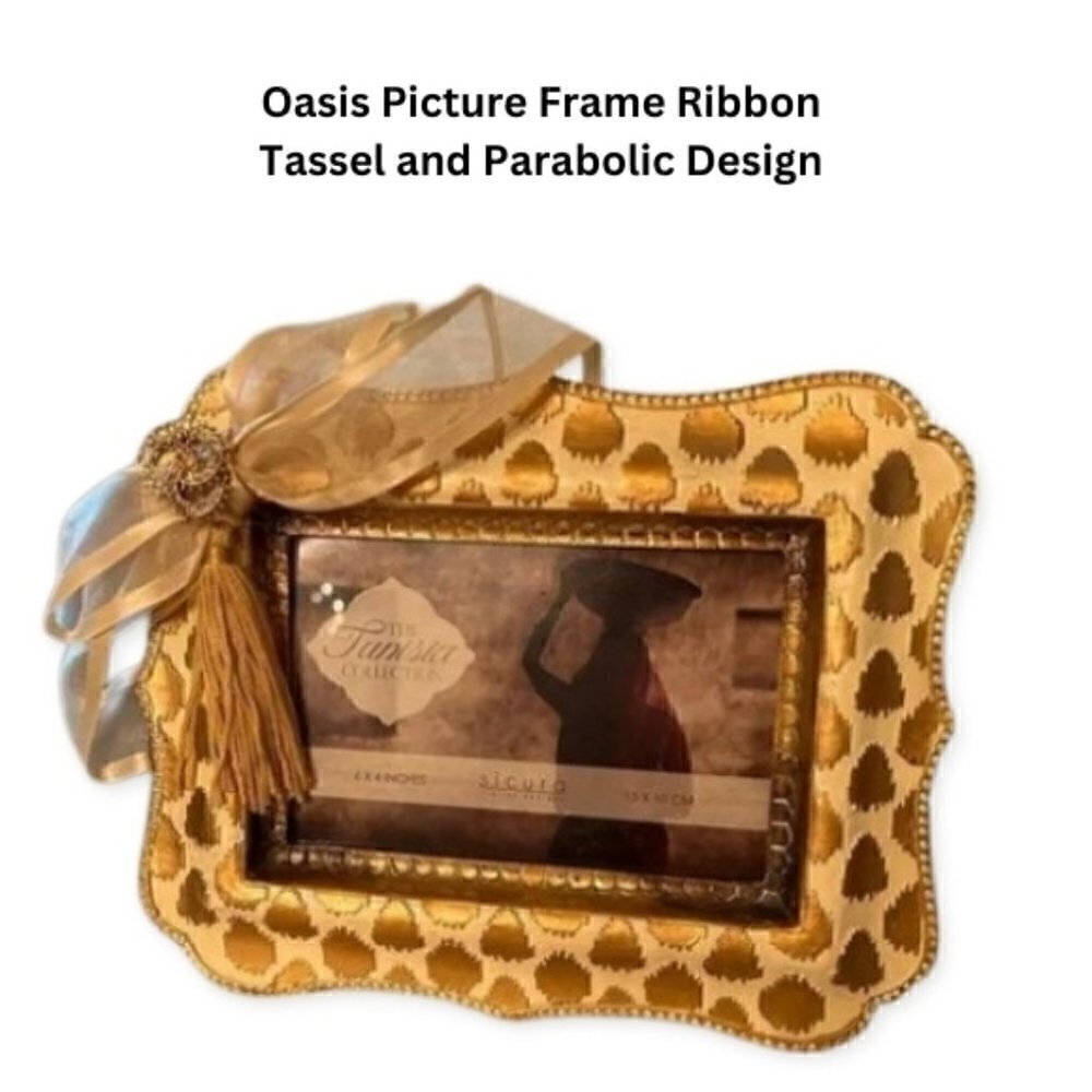 Oasis Picture Frame Ribbon Tassel Gold and Cream OS